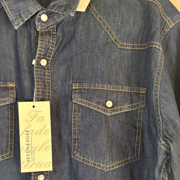 Men's Denim Shirt - Dark Blue - Picture 3 of 9